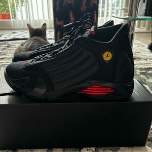 Air Jordan 14 Retro Varsity Black/Red.  Size 8. Brand new